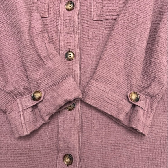 Madewell Branner Shirt Jacket L Purple Faded Fig Waffleback Oversized - Picture 13 of 16